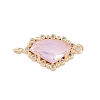 Golden Plated Brass Pave Clear Cubic Zirconia Connector Charms KK-L218-002G-04-1