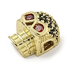 Brass Micro Pave Red Cubic Zirconia Beads ZIRC-P119-12G-2