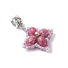Dyed Synthetic Imperial Jasper & Glass Seed Beaded Star European Dangle Charms PALLOY-MZ00693-02-3