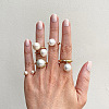Zinc Alloy & Plastic Imitation Pearl Round Beads Finger Rings Sets WG9DC8A-01-2
