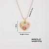 Vintage Heart-shaped Brass Micro Pave Pink Cubic Zirconia Pendant Necklaces FH1361-3-1