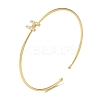 Rack Plating Brass Micro Pave Clear Cubic Zirconia Letter Open Cuff Bangles BJEW-A018-01G-H-1