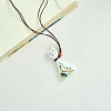 Porcelain Pendant Adjustable Imitation Leather Cord Necklaces for Women FS-WGE6687-02-1