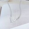 Letter V 304 Stainless Steel with Natural Shell Pendant Necklaces FS-WGFDEEC-05-1