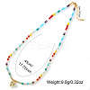 Beach Colorful Glass Beaded Alloy Heart Pendant Necklaces for Women NM2683-4