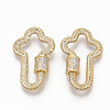 Brass Micro Pave Clear Cubic Zirconia Screw Carabiner Lock Charms ZIRC-T010-09-2