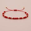 Glass & Brass Round Beads Braided Bead Bracelets RD6595-2-1