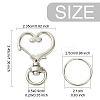 10Pcs Heart Shape Zinc Alloy Swivel Lobster Clasps IFIN-YW0003-88G-3