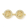 Rack Plating Brass Micro Pave Clear Cubic Zirconia Connector Charms KK-C008-10G-2