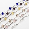 Handmade Faceted Rondelle Glass Beads Chains for Necklaces Bracelets Making AJEW-JB00087-1