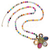 Glass Round Beaded Alloy Flower Pendant Long Necklaces for Women FS-WG02E2E-01-2