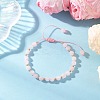 Natural Rose Quartz Beaded Braided Bead Bracelets for Women BJEW-JB12528-02-1