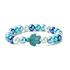 2Pcs 2 Colors 8mm Round Baking Paint Pearlized Glass Pearl Beaded Stretch Bracelet Sets BJEW-JB10899-3