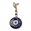 Flat Round with Evil Eye Lampwork Pendant Decoration HJEW-Z005-01A-1
