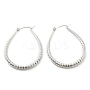 Non-Tarnish 304 Stainless Steel Textured Teardrop Hoop Earrings EJEW-B023-19P-1