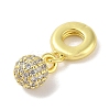 Rack Plating Brass Micro Pave Clear Cubic Zirconia European Dangle Charms KK-S380-25G-2