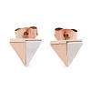 Triangle 304 Stainless Steel & Natural Shell Stud Earrings for Women EJEW-C096-23RG-1