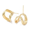 Brass Twist Wave Stud Earrings KK-C031-32G-2