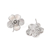 Brass Micro Pave Cubic Zirconia Stud Earrings Findings EJEW-B063-02P-2