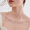 1pc Brass Chain with Alloy Letter Pendants Necklaces NJEW-LP0001-41G-P-4