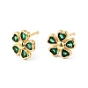 Rack Plating Brass Cubic Zirconia Stud Earrings for Women EJEW-G311-07G-2