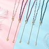 2.5MM Faceted Round Natural Tourmaline & Fluorite & Garnet & Obsidian & Lapis Lazuli Beaded Lariat Necklaces NJEW-JN05874-1