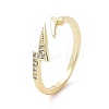Clear Cubic Zirconia Lightning Bolt Open Cuff Ring RJEW-I094-01G-1