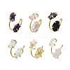 Natural Mixed Stone Cuff Rings RJEW-B122-02G-2