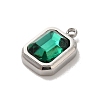 304 Stainless Steel Glass Pendants STAS-L022-062P-04-2