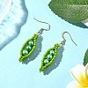 304 Stainless Steel Glass Seed Beads Pea Dangle Earrings EJEW-MZ00557-1