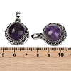 Natural Amethyst Half Round Pendants PALLOY-R159-01AS-08-3
