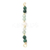 Faceted Round Natural Green Aventurinee & Malachite & Potato Natural Cultured Freshwater Pearl Beaded Connector Charms PALLOY-JF03531-03-1