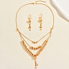 Vintage Brass Round Beaded Tassel Multi-layer Necklace & Earrings for Women JG6076-3