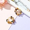 Natural Mookaite Chips Braided Hoop Earrings EJEW-JE04940-17-3