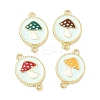 Autumn Brass Enamel Mushroom Links Connector Charms KK-K417-03C-G-1