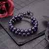 Synthetic Blue Goldstone Braided Bead Bracelet BJEW-SW00001-12-3