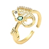 304 Stainless Steel Cubic Zirconia Cuff Open Rings for Women LS-RJEW-Z122-02G-05-4