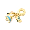 Brass Micro Pave Clear Cubic Zirconia European Dangle Charms KK-F904-03C-G-2