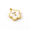 Golden Tone Stainless Steel Pave White Shell Letter Flower Charms PW-WGC5230-20-1
