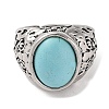 Oval Synthetic Turquoise Cuff Rings RJEW-B107-12AS-01-2