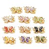 Brass Micro Pave Cubic Zirconia Butterfly Box Clasps KK-H526-12G-1