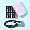 DIY Natural & Synthetic Gemstone Teardrop Pendant & Waxed Cord Pendant Necklace Making Kits DIY-FS0008-48-6