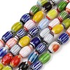 Handmade Millefiori Glass Oval Bead Strands LK-Z001-01B-1
