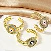 Brass Micro Pave Clear Cubic Zirconia Enamel Cuff Rings for Women RJEW-L113-030G-3