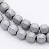 Frosted Electroplate Non-magnetic Synthetic Hematite Round Beads Strands G-N0014-4mm-19-1