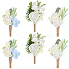 6Pcs 3 Styles Silk Cloth Flower Boutonniere Brooch AJEW-CP0006-34-1
