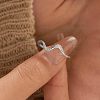 Wave Shaped 925 Sterling Silver Micro Pave Clear Cubic Zirconia Finger Rings FS-WG6021D-02-2