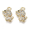 Brass Micro Pave Clear Cubic Zirconia Charms KK-T056-66G-NF-1