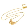 Brass & Plastic Imitation Pearl Buttefly Pendant Necklaces NJEW-F326-05G-2
