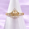 Brass Micro Pave Clear Cubic Zirconia Cuff Rings for Women RJEW-U047-37A-G-2